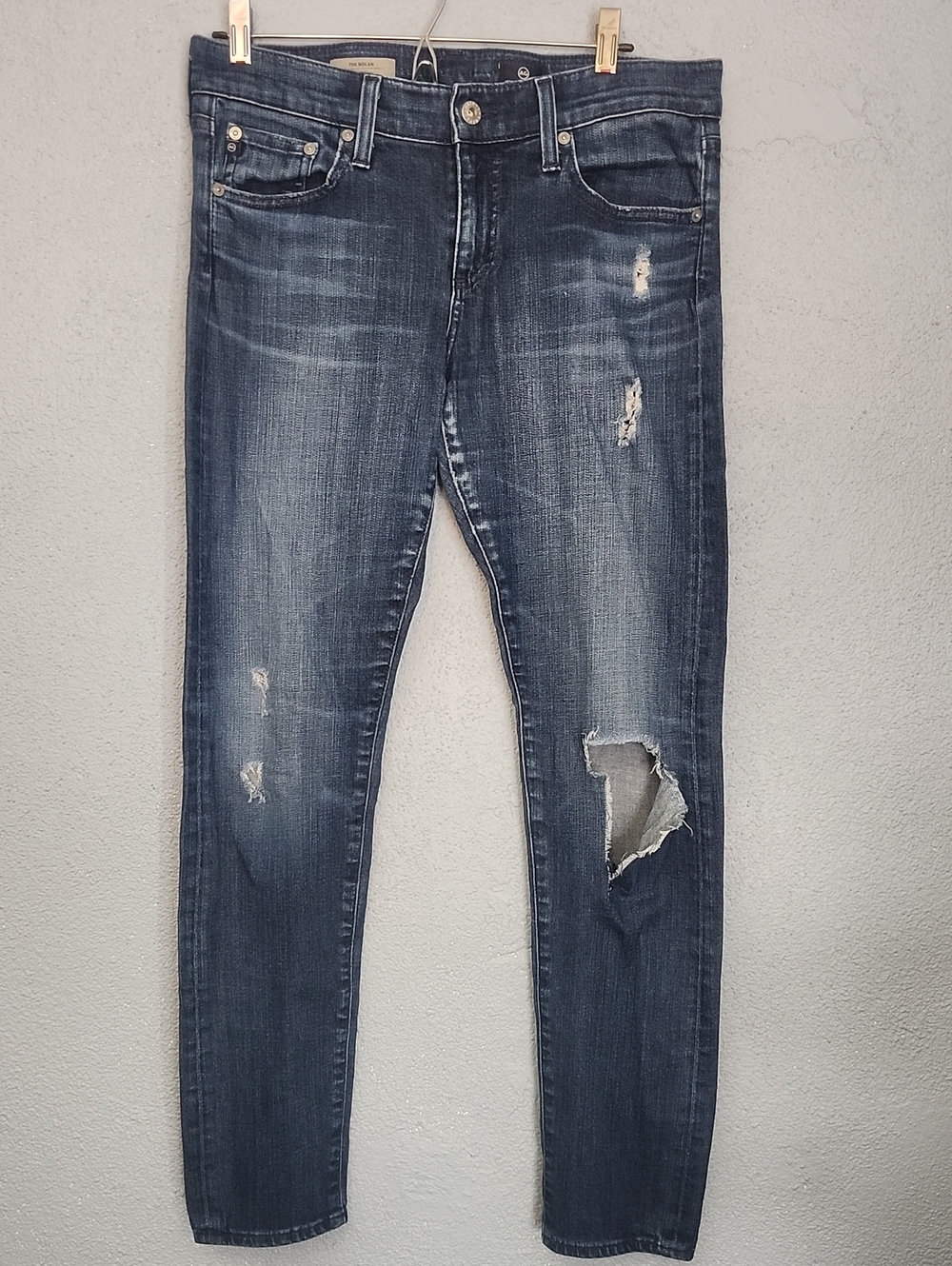 Dark Wash Distressed Women's Jeans - Blue
